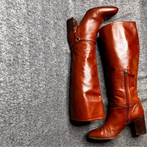 Ralph Lauren Purple Label Heeled Leather Platform Riding Boots Brown 36/ 6 - Picture 8 of 11